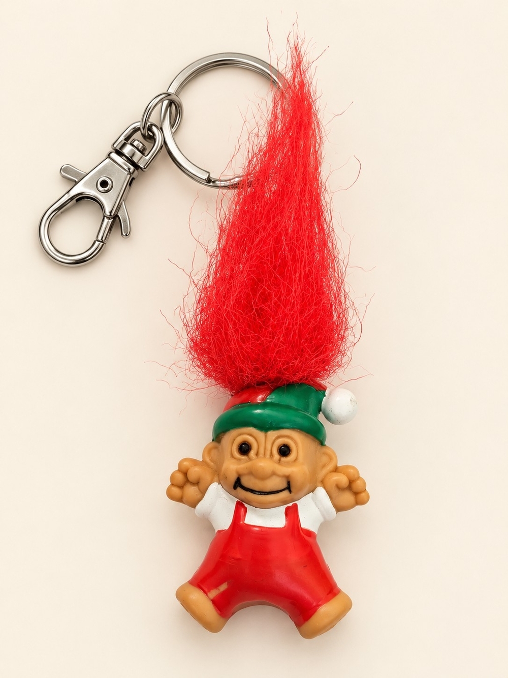 Green Elf Christmas Troll Keychain and Bag Charm with Clip